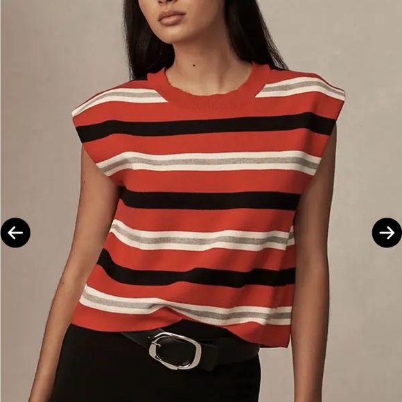 Maeve Tops - Maeve Bold Striped Sweater Tank - Red, Black, White - NWT Size L